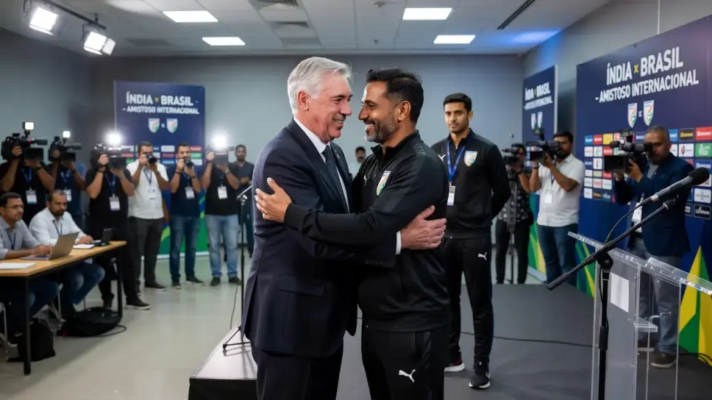 Ancelotti e Khalid Jamil Trocam Gesto de Respeito em Calcutá